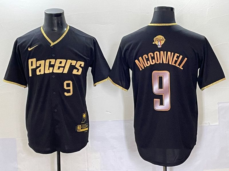 Men 2025 Indiana Pacers 9 Mcconnell Black Joint Name NBA Jersey style 25
